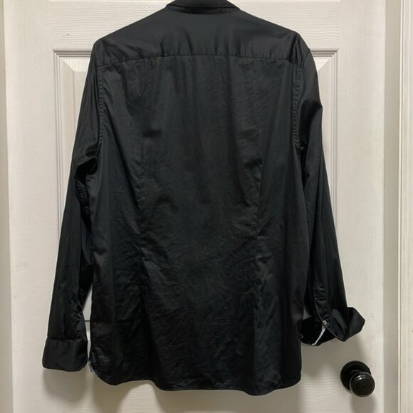 TED BAKER London Button Down Black w Blue Paisley Cuff Collar Shirt Size S - Picture 4 of 10